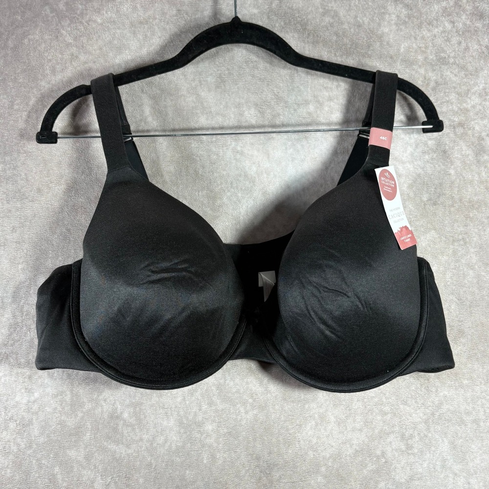 Cacique Bra Women 46C Black Intuition Lightly Lined T-Shirt Underwire Plus Size